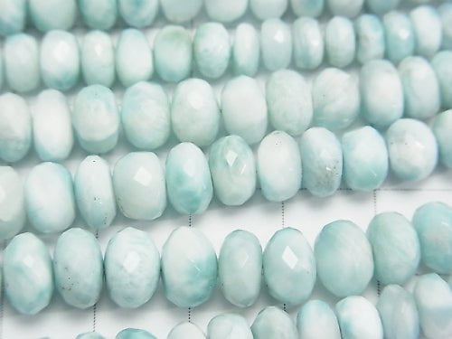 Larimar Pectolite AAA - AA ++ Faceted Button Roundel Size Gradation half or 1strand beads (aprx.17inch / 42 cm)