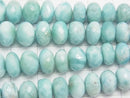 Larimar Pectolite AA ++ Faceted Button Rondelle Size Gradation half or 1strand beads (aprx.17inch / 42 cm)