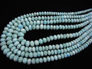 Larimar Pectolite AA ++ Faceted Button Rondelle Size Gradation half or 1strand beads (aprx.17inch / 42 cm)