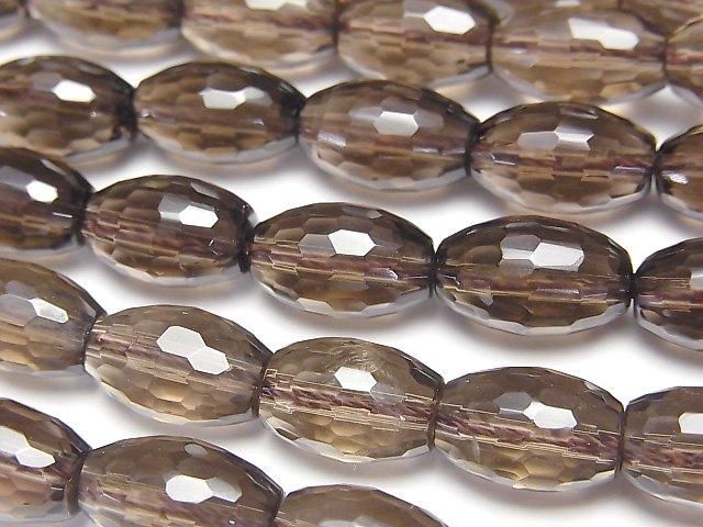 [Video]Smoky Quartz AAA Faceted Rice 12x8x8mm half or 1strand beads (aprx.15inch/36cm)