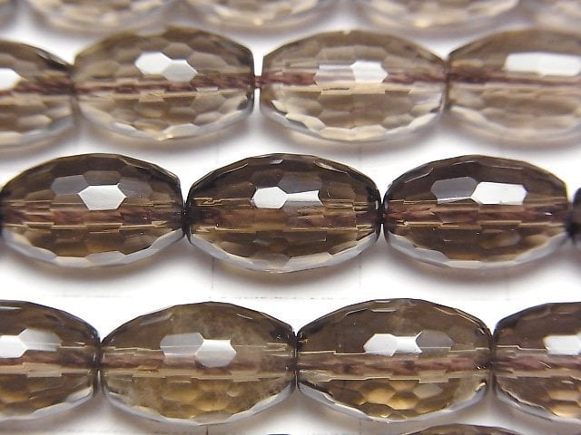 [Video] Smoky Quartz AAA Faceted Rice 12x8x8mm half or 1strand beads (aprx.15inch/37cm)