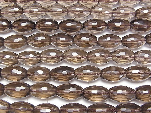 [Video] Smoky Quartz AAA Faceted Rice 12x8x8mm half or 1strand beads (aprx.15inch/37cm)