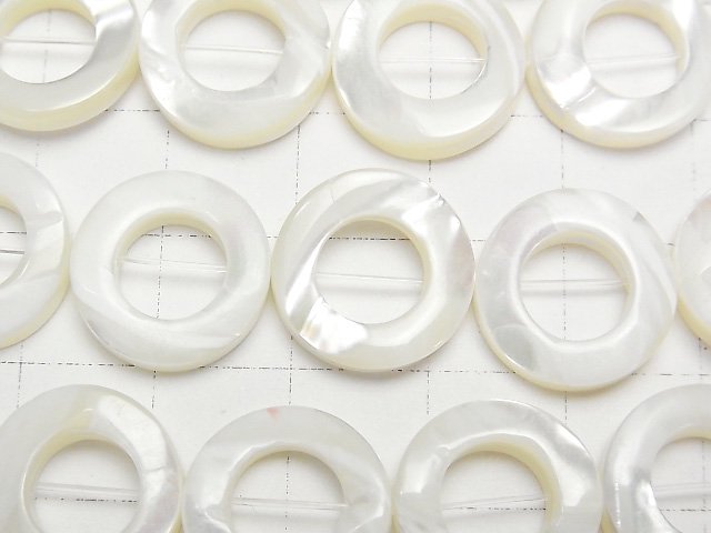 [Video] Mother of Pearl MOP White Coin (Doughnut) 15x15x4mm half or 1strand beads (aprx.15inch/36cm)