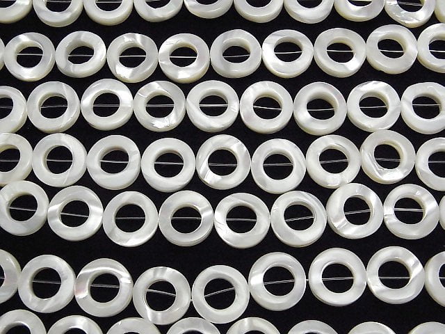 [Video] Mother of Pearl MOP White Coin (Doughnut) 15x15x4mm half or 1strand beads (aprx.15inch/36cm)