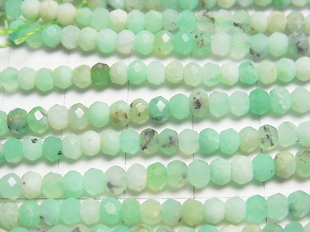 [Video] High Quality!  Chrysoprase AA++ Faceted Button Rondelle  half or 1strand beads (aprx.15inch/38cm)