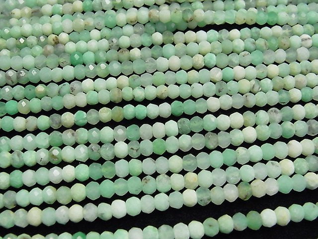 [Video] High Quality!  Chrysoprase AA++ Faceted Button Rondelle  half or 1strand beads (aprx.15inch/38cm)