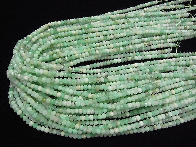 [Video] High Quality!  Chrysoprase AA++ Faceted Button Rondelle  half or 1strand beads (aprx.15inch/38cm)