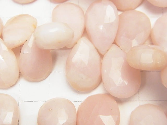 [Video] Pink Opal AA++ Pear shape Faceted Briolette Size Gradation half or 1strand beads (aprx.7inch / 18 cm)