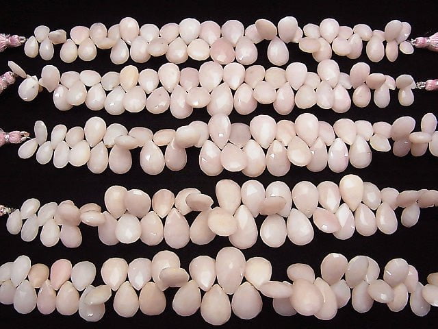 [Video] Pink Opal AA++ Pear shape Faceted Briolette Size Gradation half or 1strand beads (aprx.7inch / 18 cm)