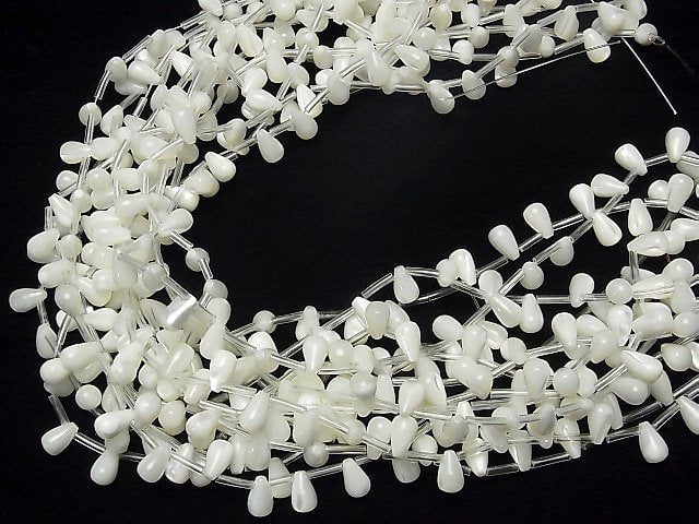 1strand $9.79! Mother of Pearl MOP Drop (Smooth) 10x6x6mm White 1strand beads (aprx.13inch / 33cm)