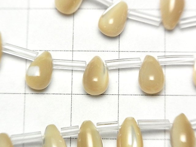 1strand $9.79! Mother of Pearl MOP Drop (Smooth) 10 x 6 x 6 mm beige 1 strand beads (aprx. 13 inch / 33 cm)