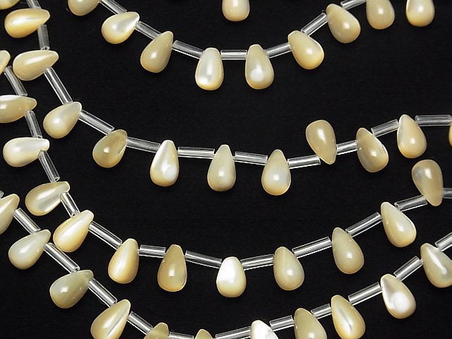 1strand $9.79! Mother of Pearl MOP Drop (Smooth) 10 x 6 x 6 mm beige 1 strand beads (aprx. 13 inch / 33 cm)