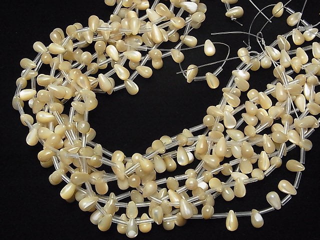 1strand $9.79! Mother of Pearl MOP Drop (Smooth) 10 x 6 x 6 mm beige 1 strand beads (aprx. 13 inch / 33 cm)