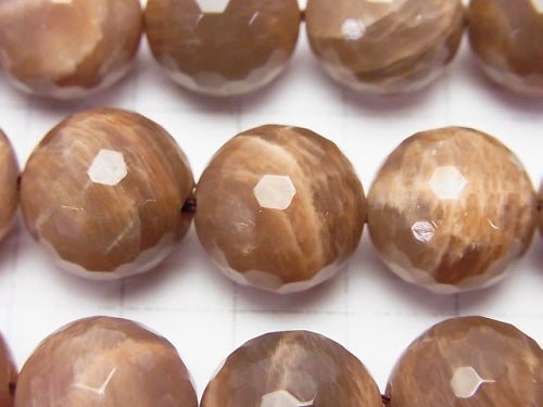 Brown Moonstone AA + 128 Faceted Round 14 mm 1/4 or 1 strand beads (aprx.15 inch / 36 cm)