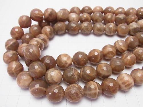 Brown Moonstone AA + 128 Faceted Round 14 mm 1/4 or 1 strand beads (aprx.15 inch / 36 cm)