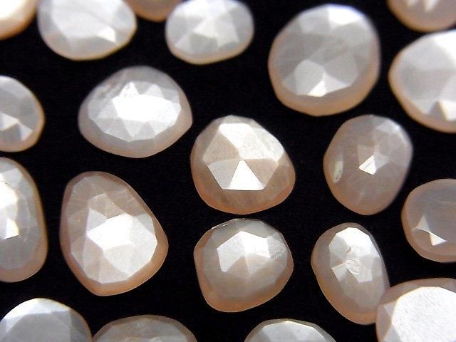 [Video] High Quality Peach Moonstone AAA Loose Stone Freeform Single-Sided Rose Cut 5pcs