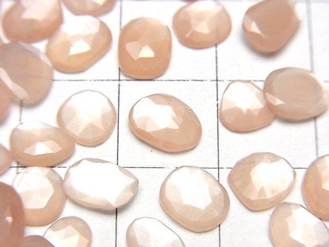 [Video] High Quality Peach Moonstone AAA Undrilled Freeform Single Sided Rose Cut 5pcs