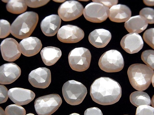 [Video] High Quality Peach Moonstone AAA Loose Stone Freeform Single-Sided Rose Cut 5pcs