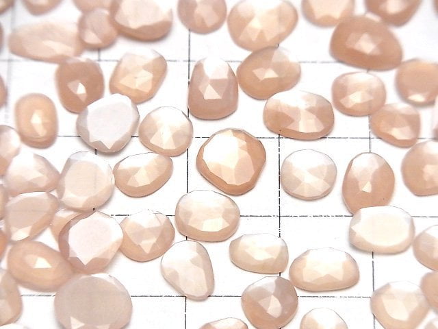 [Video] High Quality Peach Moonstone AAA Undrilled Freeform Single Sided Rose Cut 5pcs