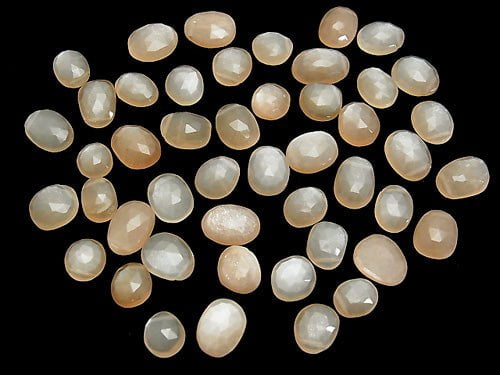 High Quality Peach Moonstone AAA Free Form Rose Cut 5pcs