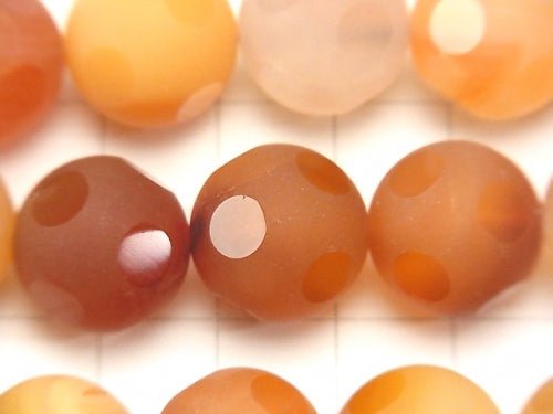 Mix Carnelian polka dot Faceted Round 14 mm half or 1 strand beads (aprx.15 inch / 38 cm)