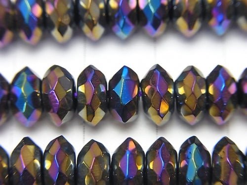 Flash, Onyx Faceted Button Roundel 8 x 8 x 4 mm half or 1 strand beads (aprx.15 inch / 38 cm)