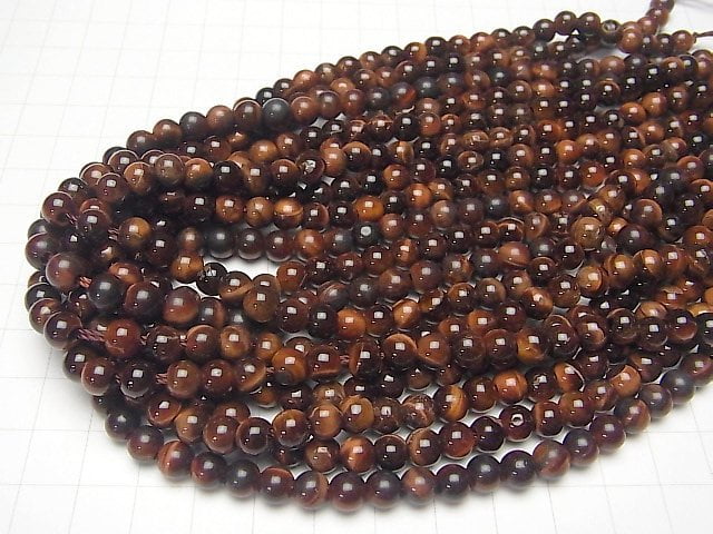 1strand $6.79! Red Tiger's Eye AA ++ Round 6mm [2mm hole] 1strand beads (aprx.14inch / 34cm)