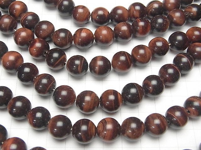 Red Tiger's Eye AAA Round 12 mm [2 mm hole] half or 1 strand beads (aprx.15 inch / 37 cm)