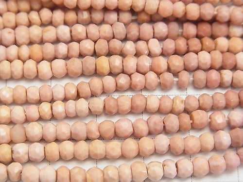 1strand $13.99 Africa Pink Opal AA ++ Faceted Button Roundel 1strand beads (aprx.13inch / 32cm)