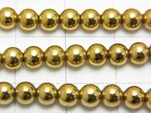 1strand $3.79! Hematite Round 4mm Gold coating 1strand beads (aprx.15inch / 37cm)