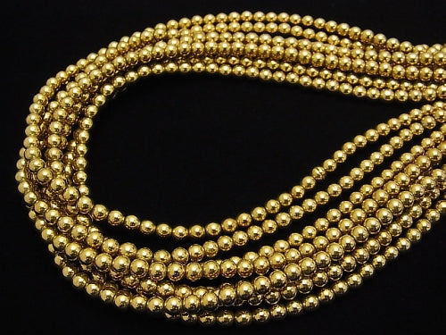 1strand $3.79! Hematite Round 4mm Gold coating 1strand beads (aprx.15inch / 37cm)