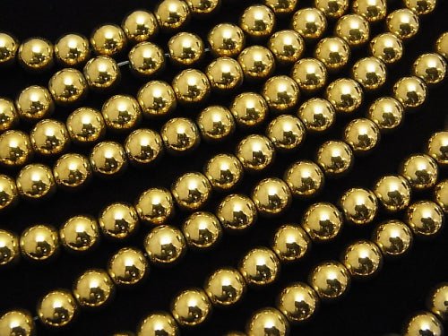 1strand $3.79! Hematite Round 6mm Gold coating 1strand beads (aprx.15inch / 38cm)