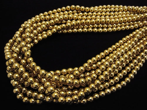 1strand $3.79! Hematite Round 6mm Gold coating 1strand beads (aprx.15inch / 38cm)