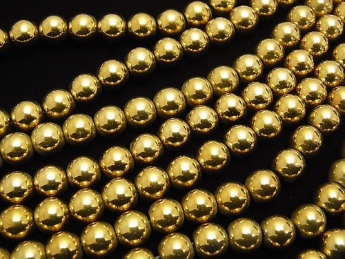 1strand $4.79! Hematite Round 8mm Gold coating 1strand beads (aprx.15inch / 36cm)