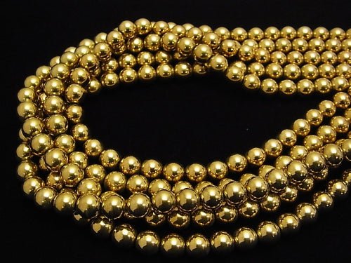 1strand $4.79! Hematite Round 8mm Gold coating 1strand beads (aprx.15inch / 36cm)