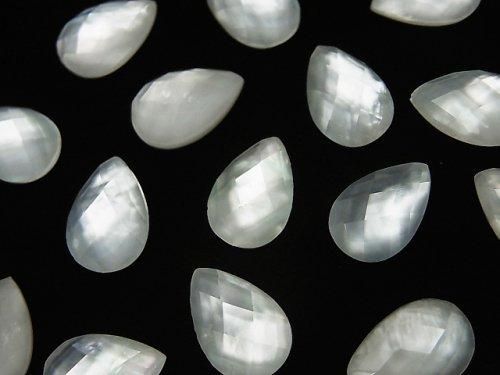 White Shell x Crystal AAA- Pear Shape Faceted Cabochon 12x8mm 3pcs