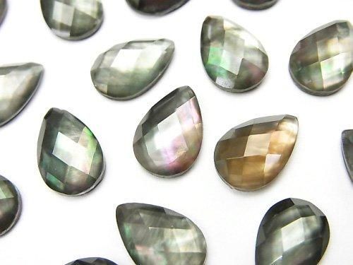 Black Shell x Crystal AAA- Pear Shape Faceted Cabochon 12x8mm 3pcs