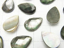 3pcs $8.79! Black Shell x Crystal AAA 'Pear shape Faceted Cabochon 12 x 8 mm 3 pcs