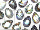 [Video] Abalone Shell x Crystal AAA - Pear Shape Faceted Cabochon 12x8mm 3pcs