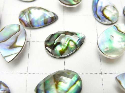 3pcs $8.79! Abalone Shell x Crystal AAA 'Pear shape Faceted Cabochon 12 x 8 mm 3 pcs