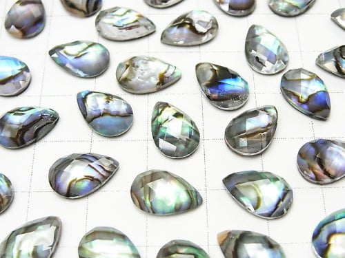 3pcs $8.79! Abalone Shell x Crystal AAA 'Pear shape Faceted Cabochon 12 x 8 mm 3 pcs