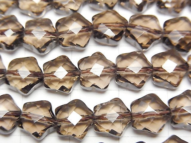 [Video]High Quality! Smoky Quartz AAA Flower Shape 8x8x5mm 1/4-1strand beads (aprx.15inch/38cm)