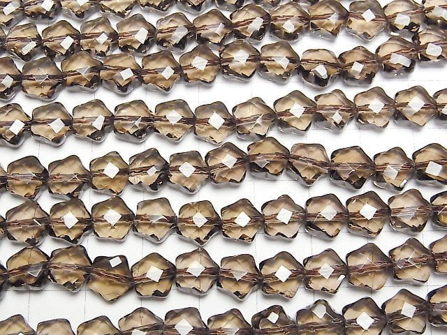 [Video]High Quality! Smoky Quartz AAA Flower Shape 8x8x5mm 1/4-1strand beads (aprx.15inch/38cm)