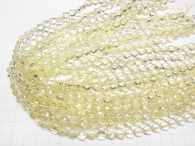 [Video] High Quality! Lemon Quartz AAA Flower Shape 8x8x5mm 5pcs or 1strand beads (aprx.15inch/38cm)