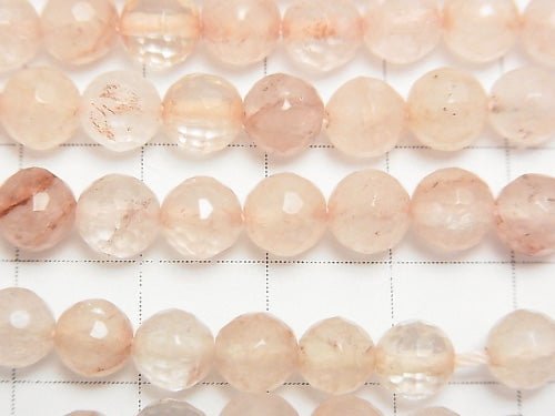 Pink Color Quartz 128Faceted Round 6mm 1strand beads (aprx.15inch / 38cm)