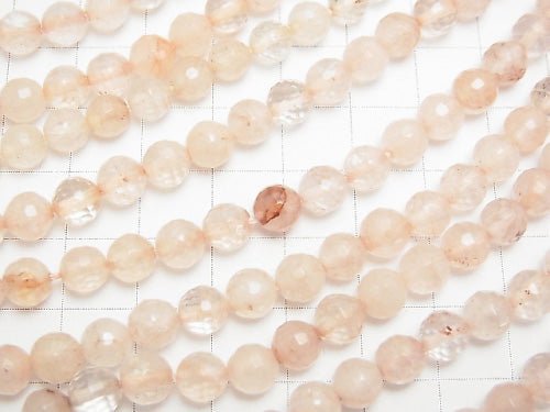 Pink Color Quartz 128Faceted Round 6mm 1strand beads (aprx.15inch / 38cm)