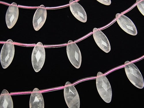 [Video] Rose Quartz AA++ Faceted Marquise 20x8x6mm half or 1strand beads (aprx.15inch/36cm)