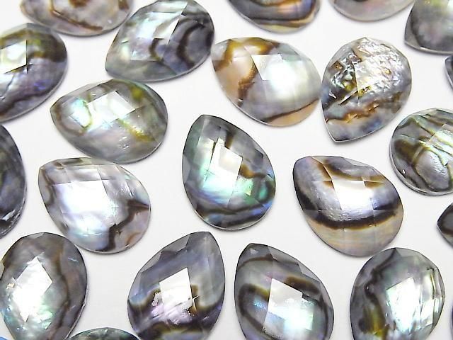 [Video] Abalone Shell x Crystal AAA- Pear Shape Faceted Cabochon 14x10mm 3pcs