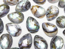 [Video] Abalone Shell x Crystal AAA - Pear Shape Faceted Cabochon 14x10mm 3pcs