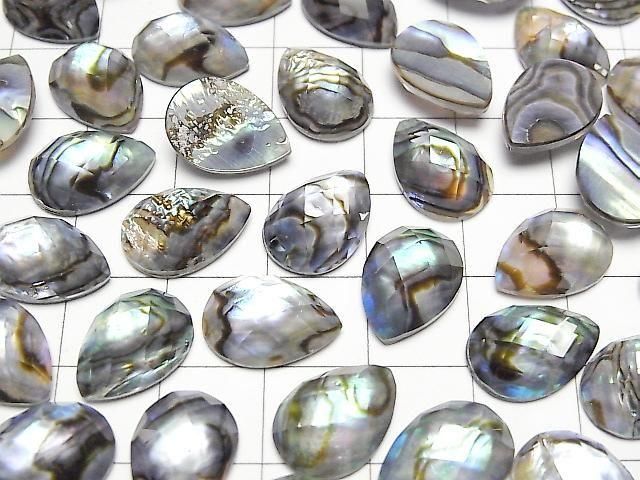 [Video] Abalone Shell x Crystal AAA- Pear Shape Faceted Cabochon 14x10mm 3pcs